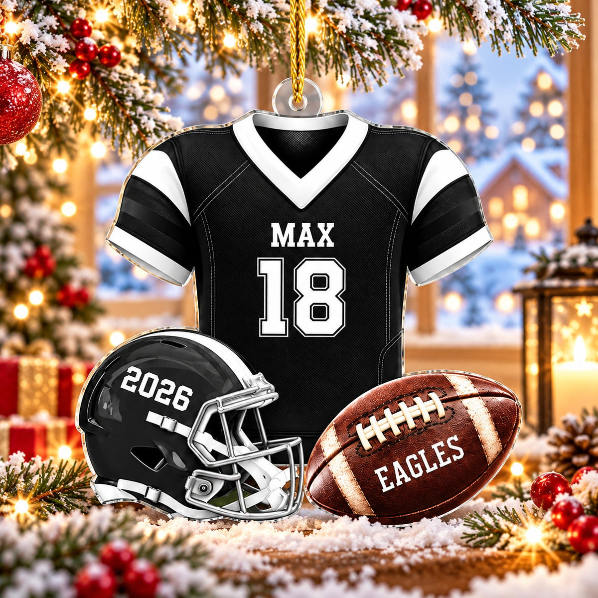 Personalized Football Jersey Christmas Ornament, Christmas Gift