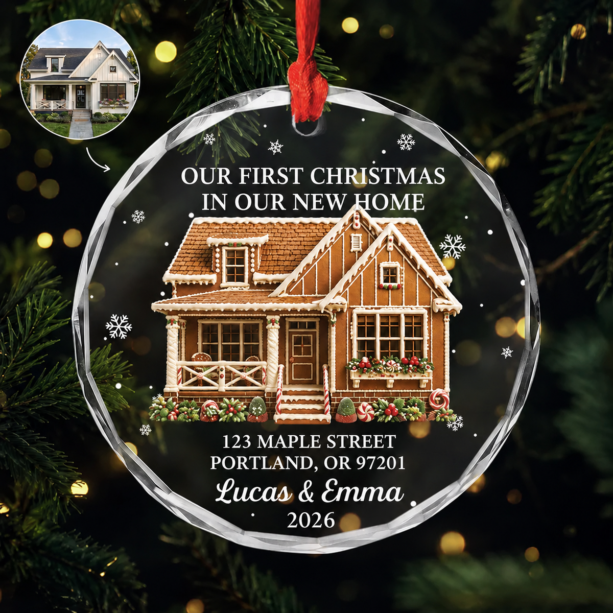 Personalized New Home Christmas Ornament design example