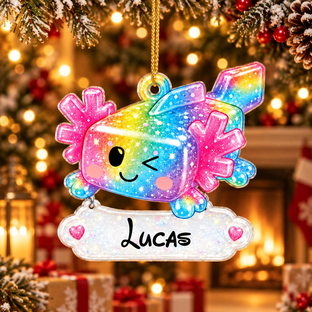Personalized Cute Axolotl Christmas Ornament, Christmas Gift