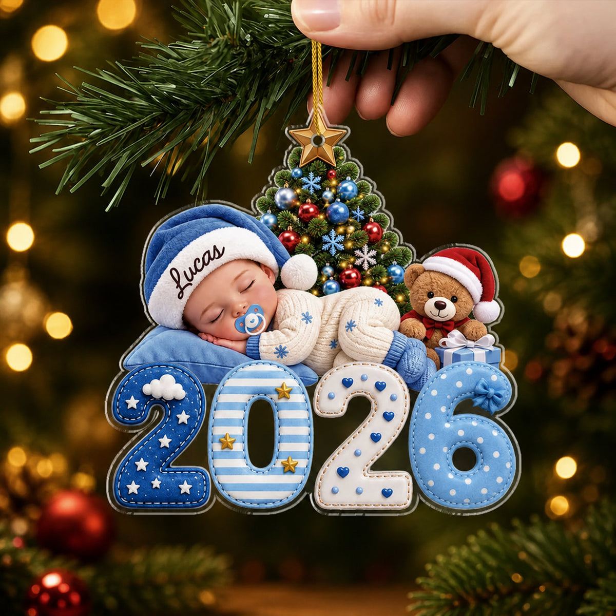 Personalized Baby First Christmas 2026 Ornament