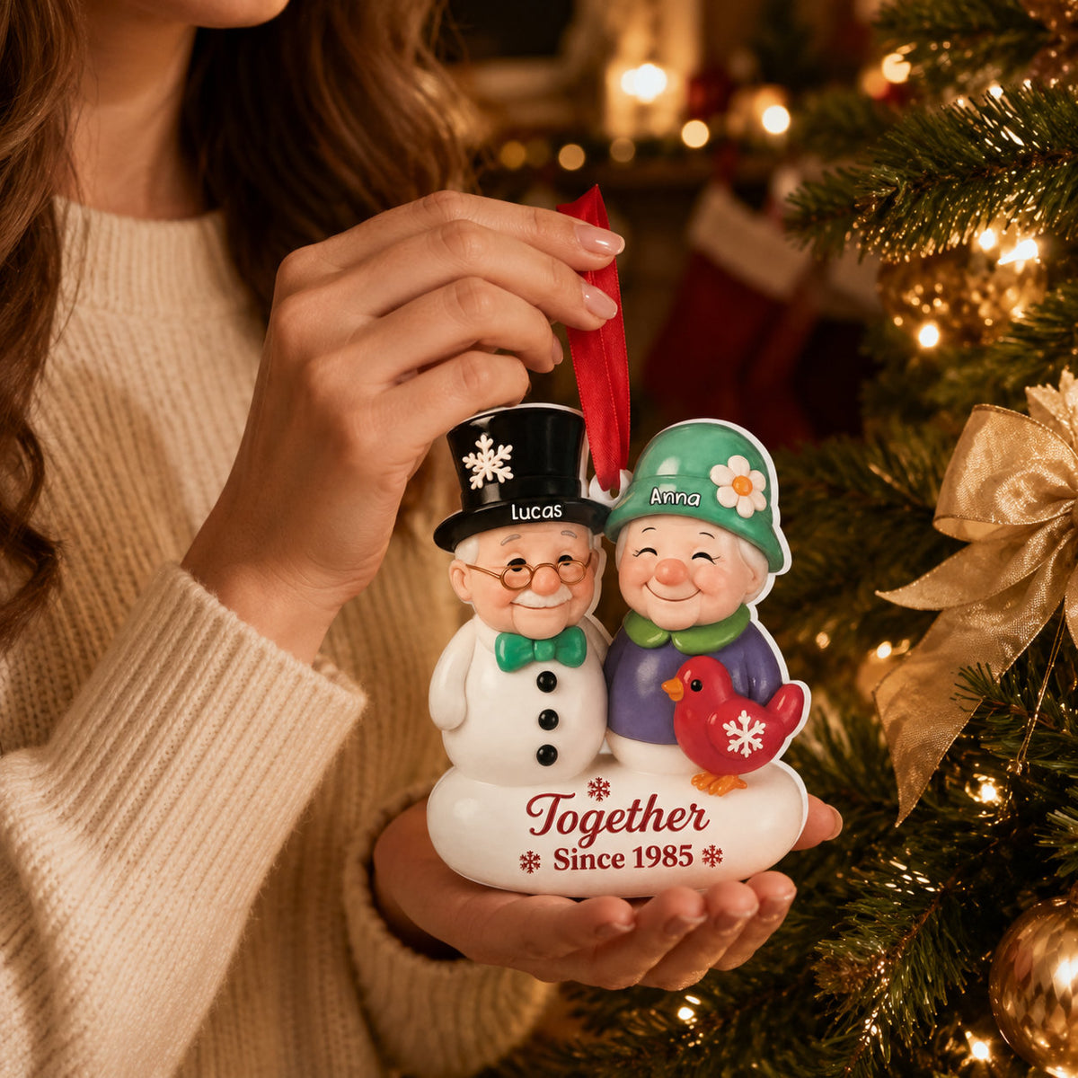 Personalized Couple Snowman Christmas Ornament