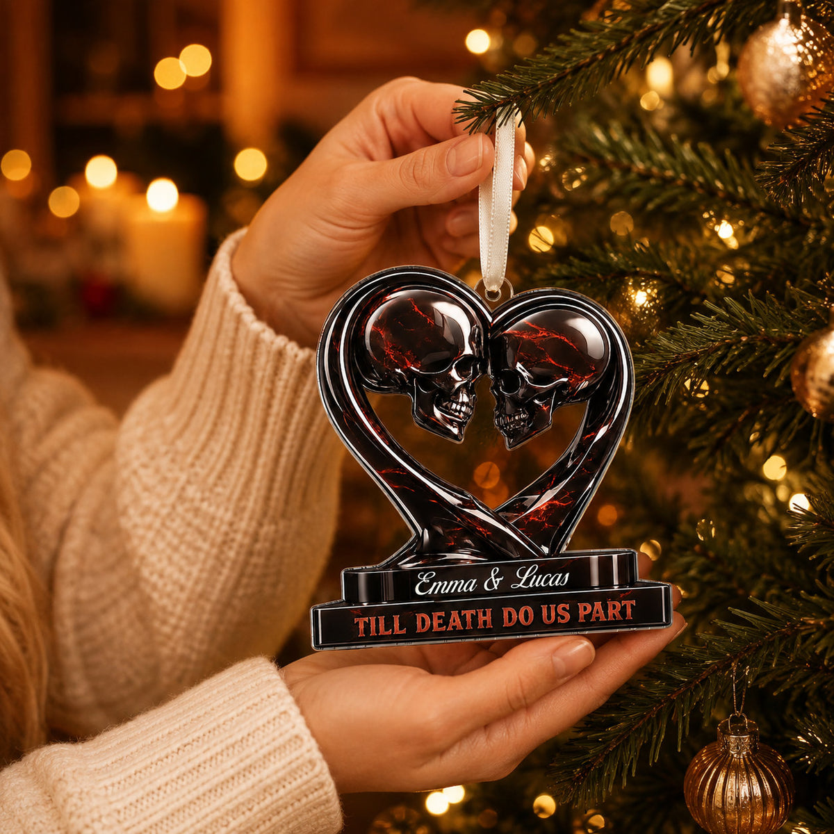 Personalized Gothic Couple Christmas Ornament