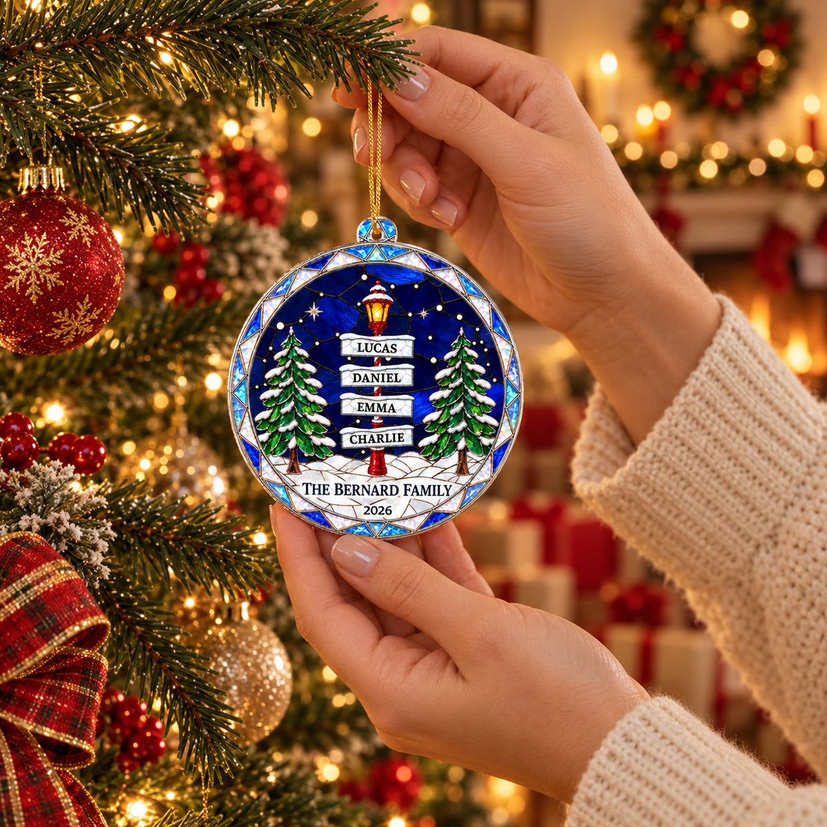 Personalized Family Signpost Christmas Ornament