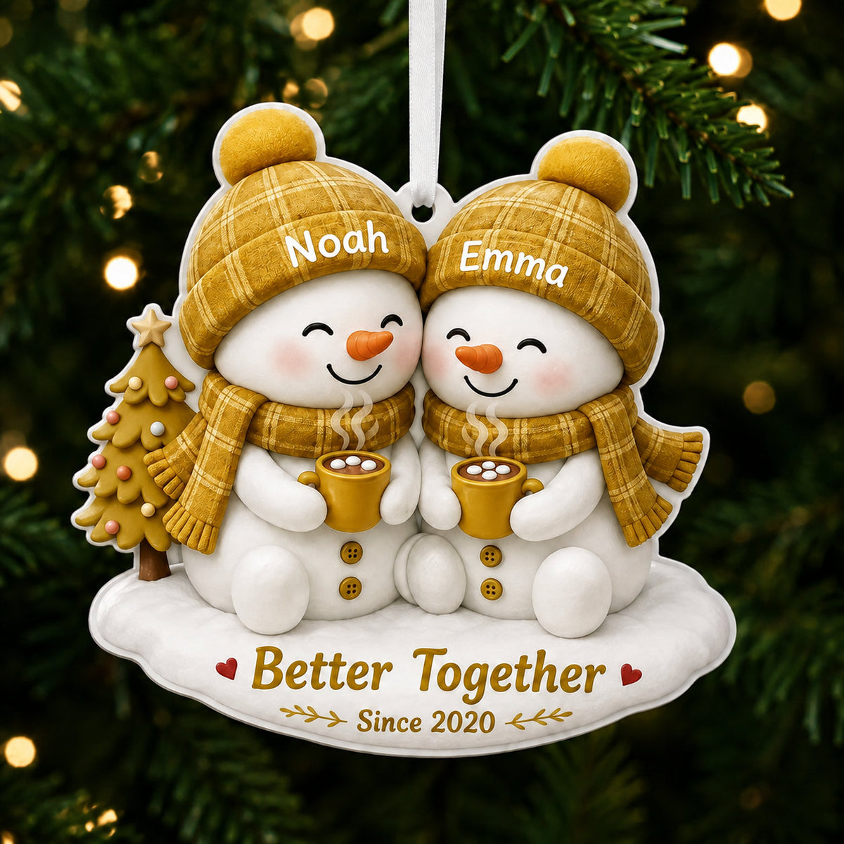 Personalized Snowman Couple Christmas Ornament