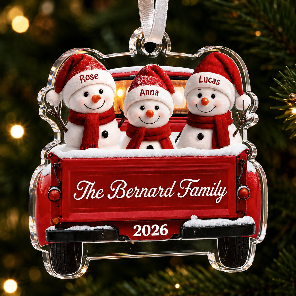 Personalized Snowman Family Christmas Ornament
