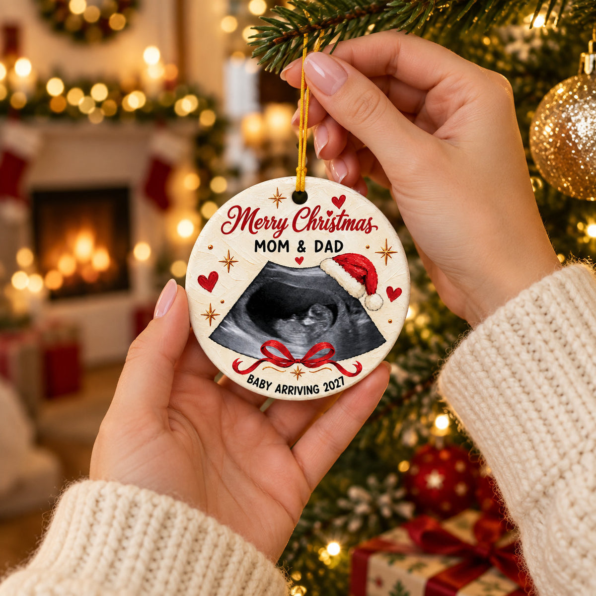 Personalized Pregnancy Announcement Christmas Ornament