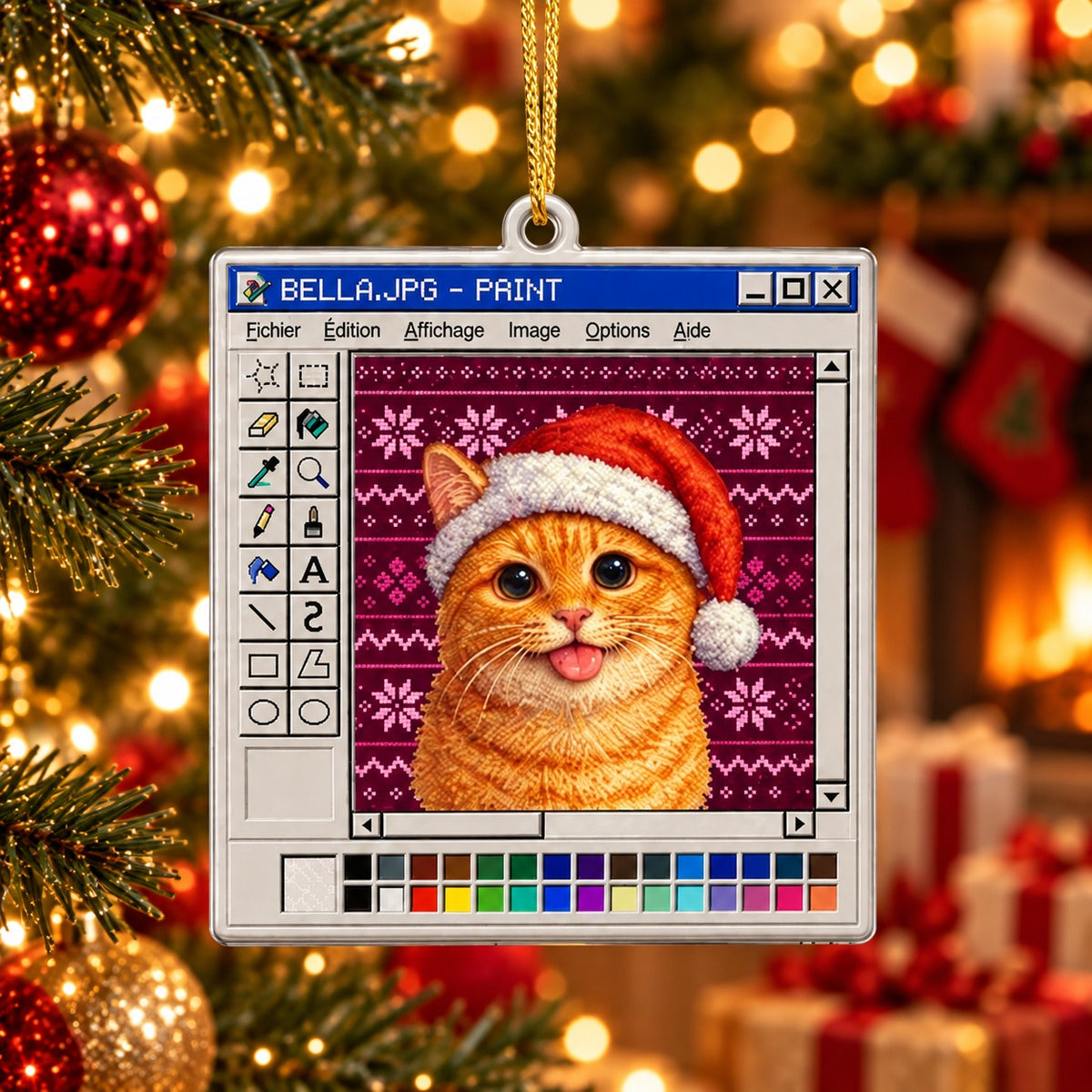 Personalized Pet Photo Christmas Ornament, Cat Ornament