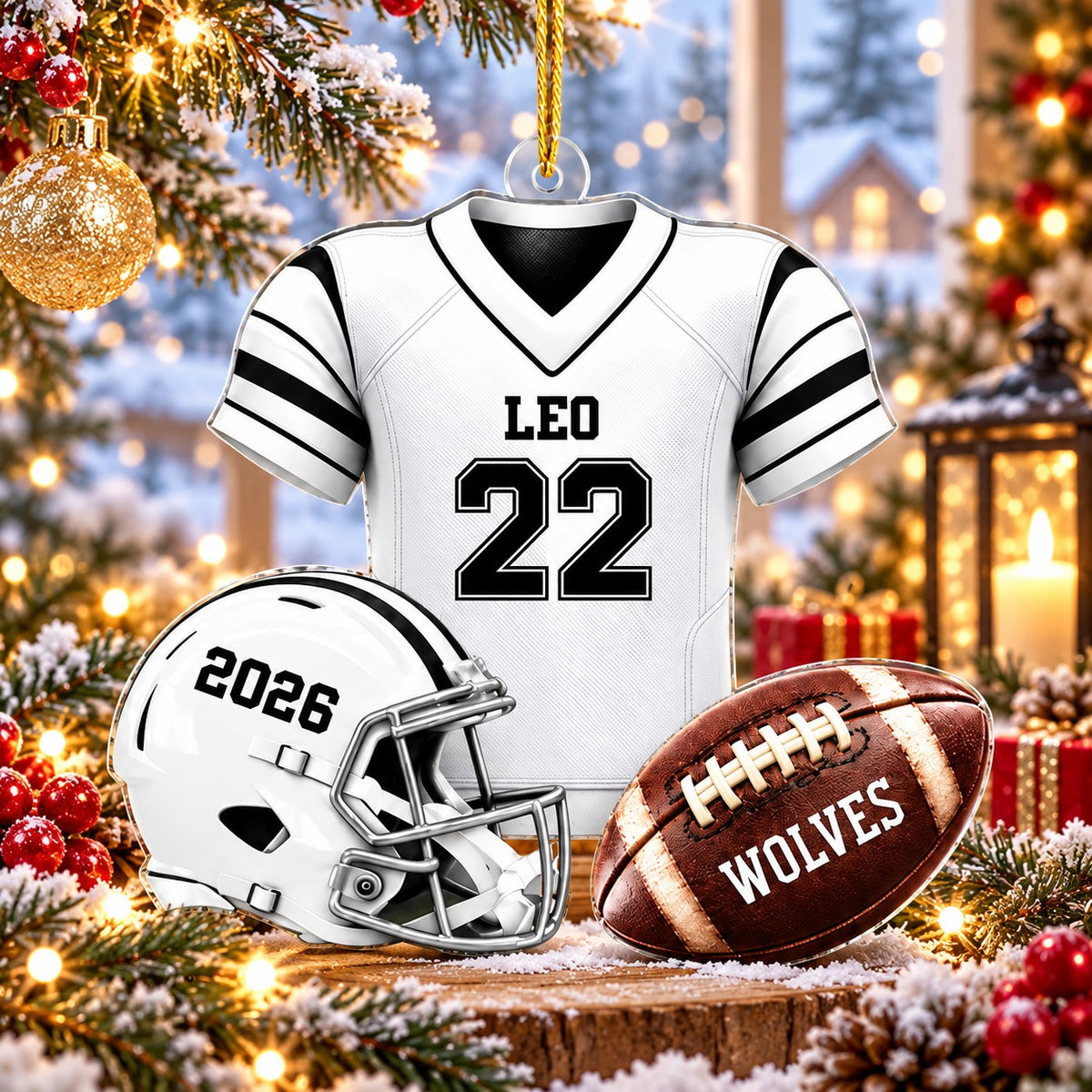 Personalized Football Jersey Christmas Ornament, Christmas Gift