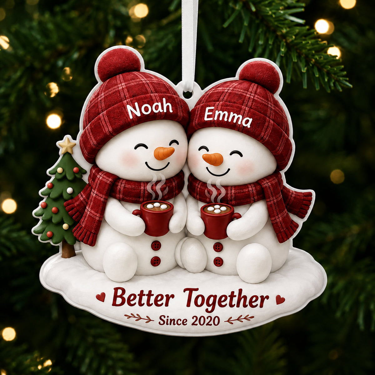 Personalized Snowman Couple Christmas Ornament