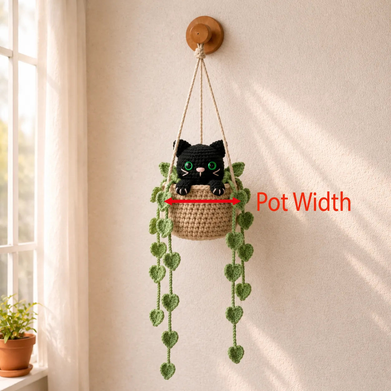 Tiny Neon Trouble - Handmade Crochet Black Cat Basket