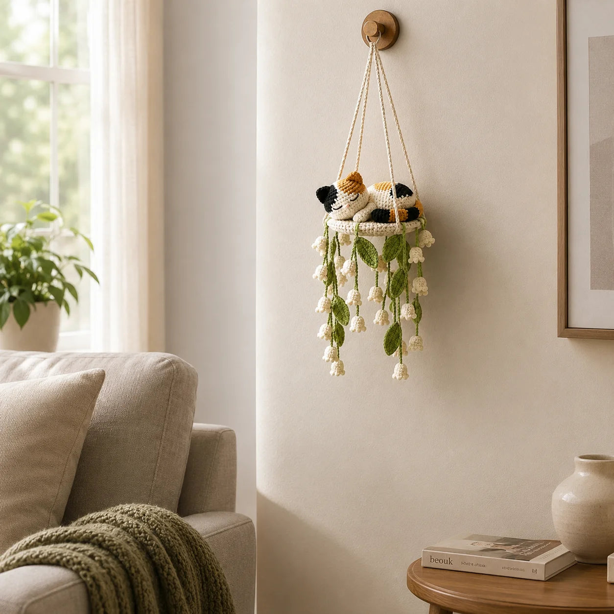 Patchwork Garden Dreamer - Crochet Calico Cat Swing