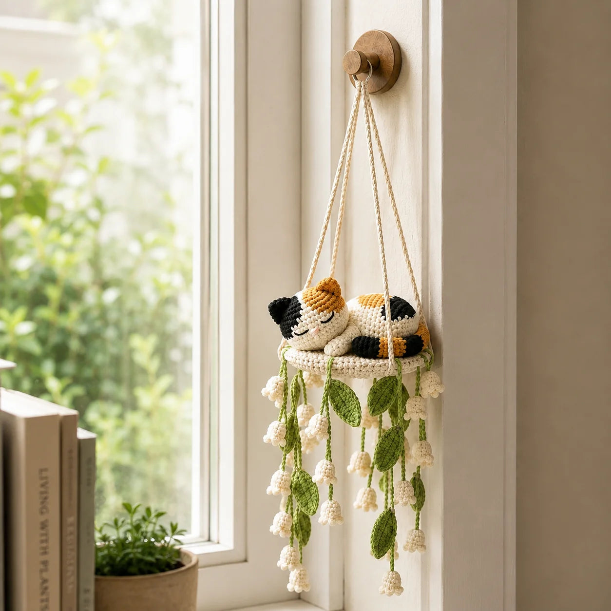 Patchwork Garden Dreamer - Crochet Calico Cat Swing