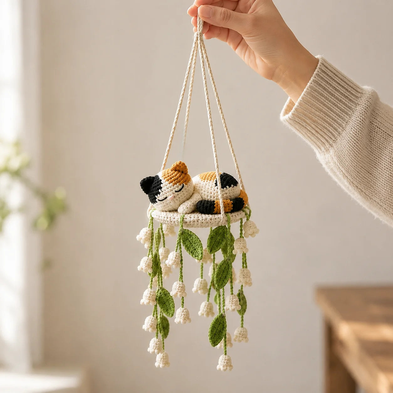 Patchwork Garden Dreamer - Crochet Calico Cat Swing