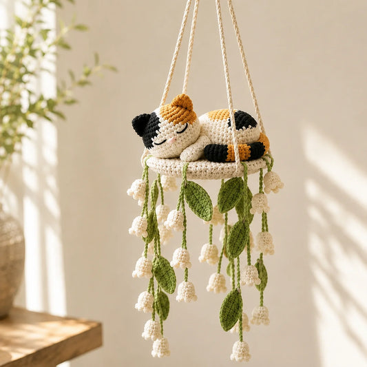Patchwork Garden Dreamer - Crochet Calico Cat Swing