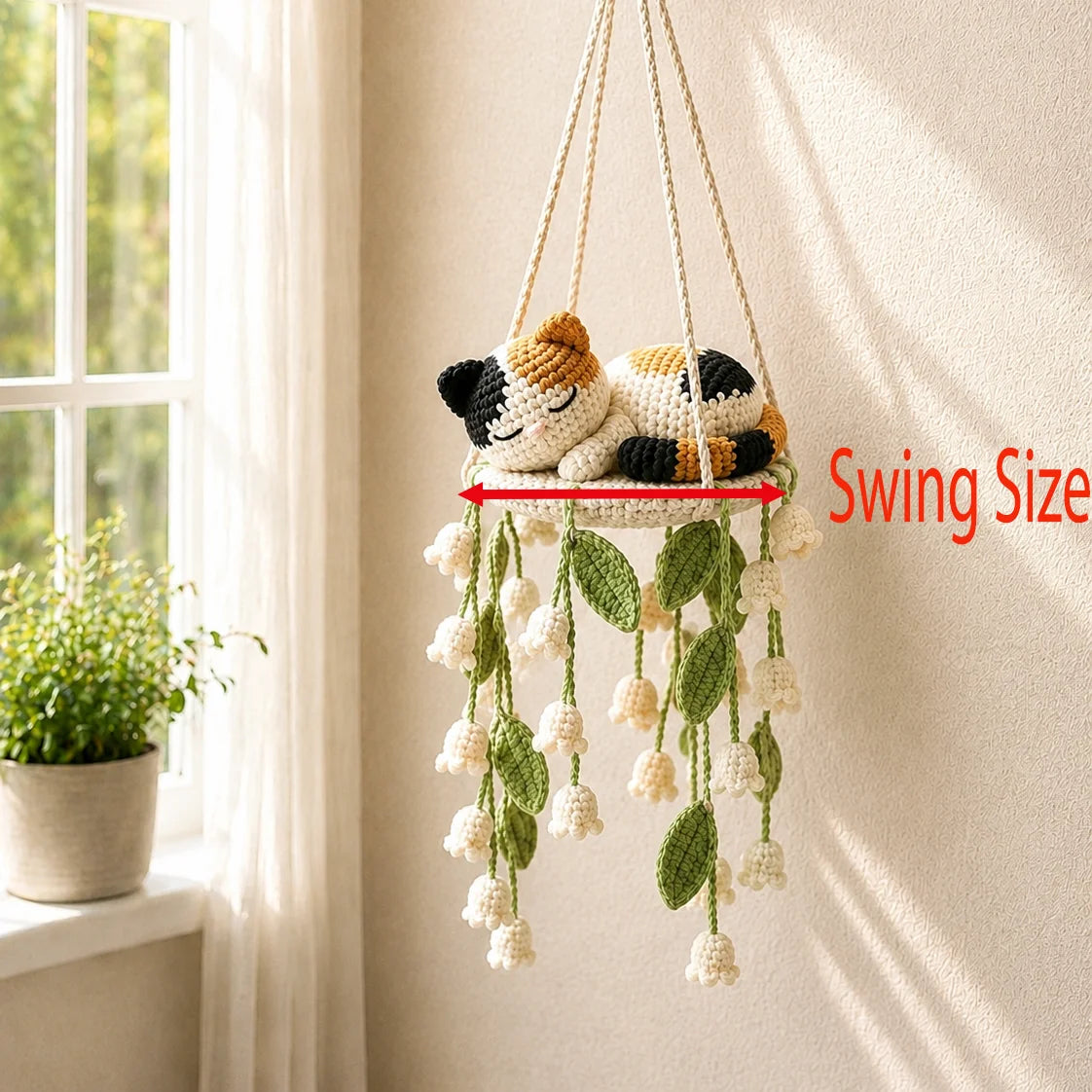 Patchwork Garden Dreamer - Crochet Calico Cat Swing