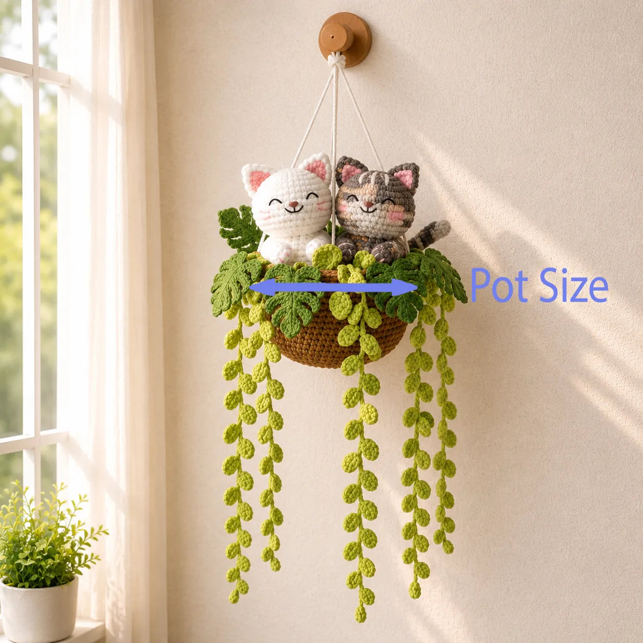 Side by Side Whiskers - Handmade Crochet Cat Duo Basket