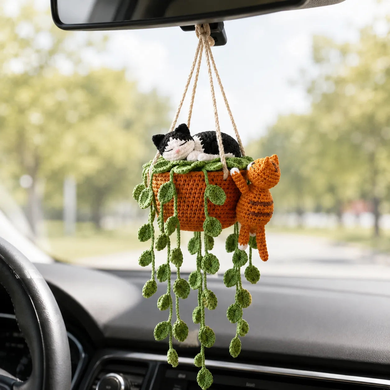 Curious Duo Hideout - Handmade Cat Duo Hanging Basket