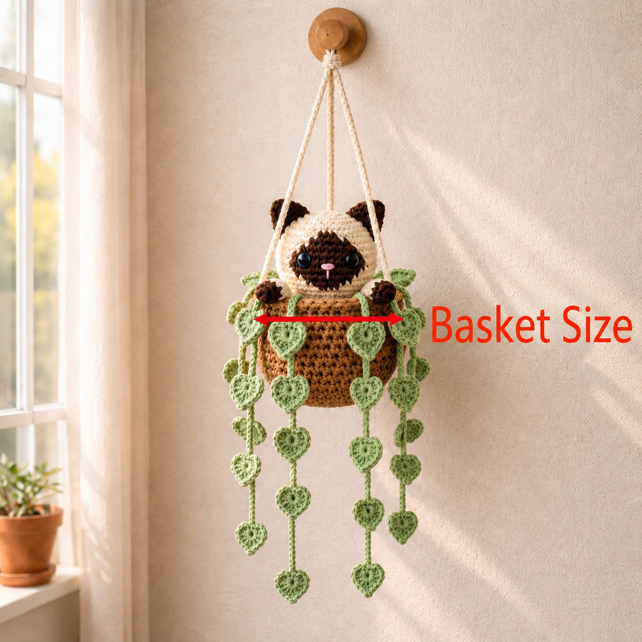 Moondrop Button Eyes - HandmadeCrochet Siamese Cat Basket