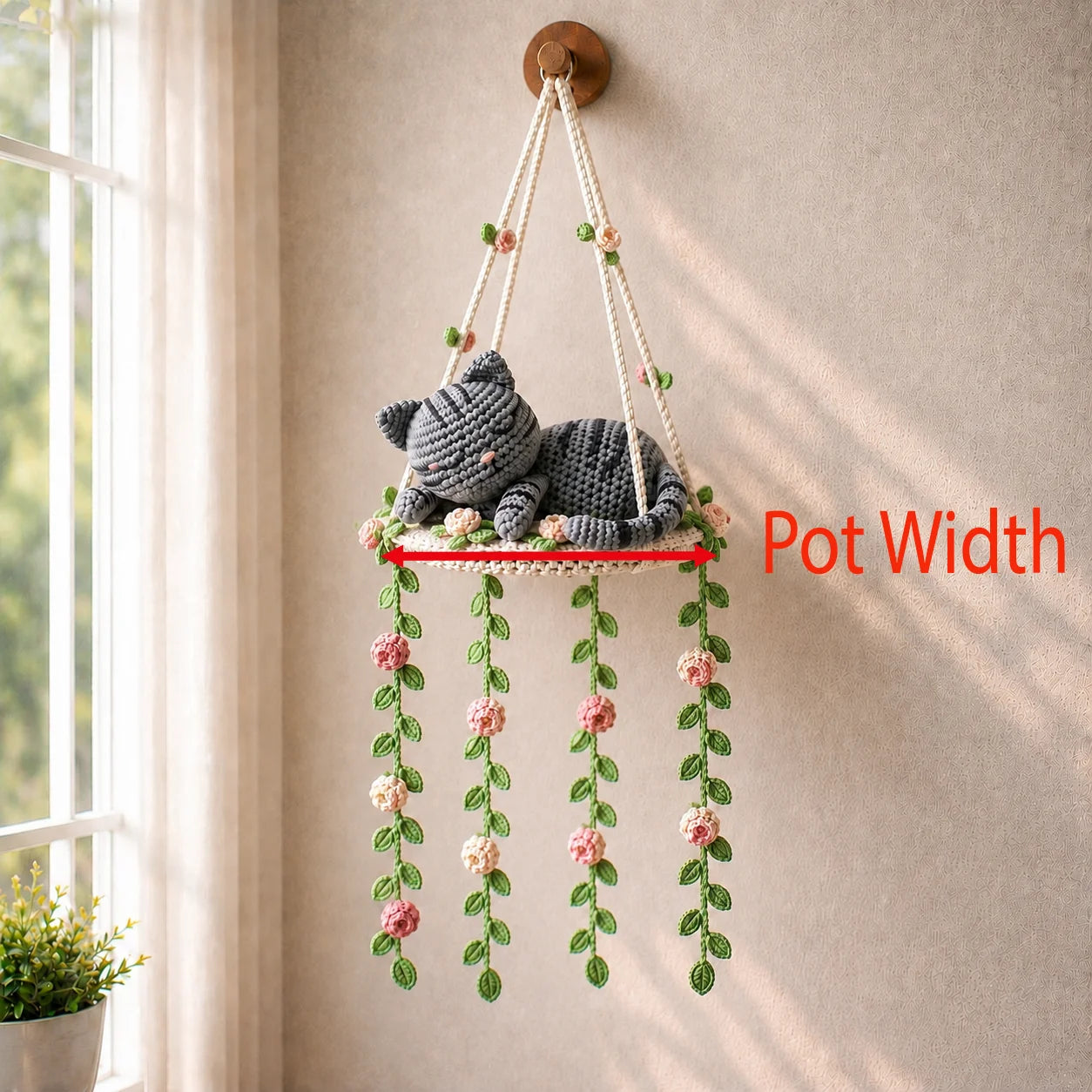 Sleeping Rose Dreamer - Silverstripe Crochet Cat Swing