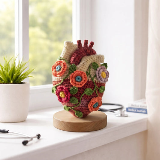 Wildflower Heartbeat - Handmade Crochet Anatomy Heart Decor