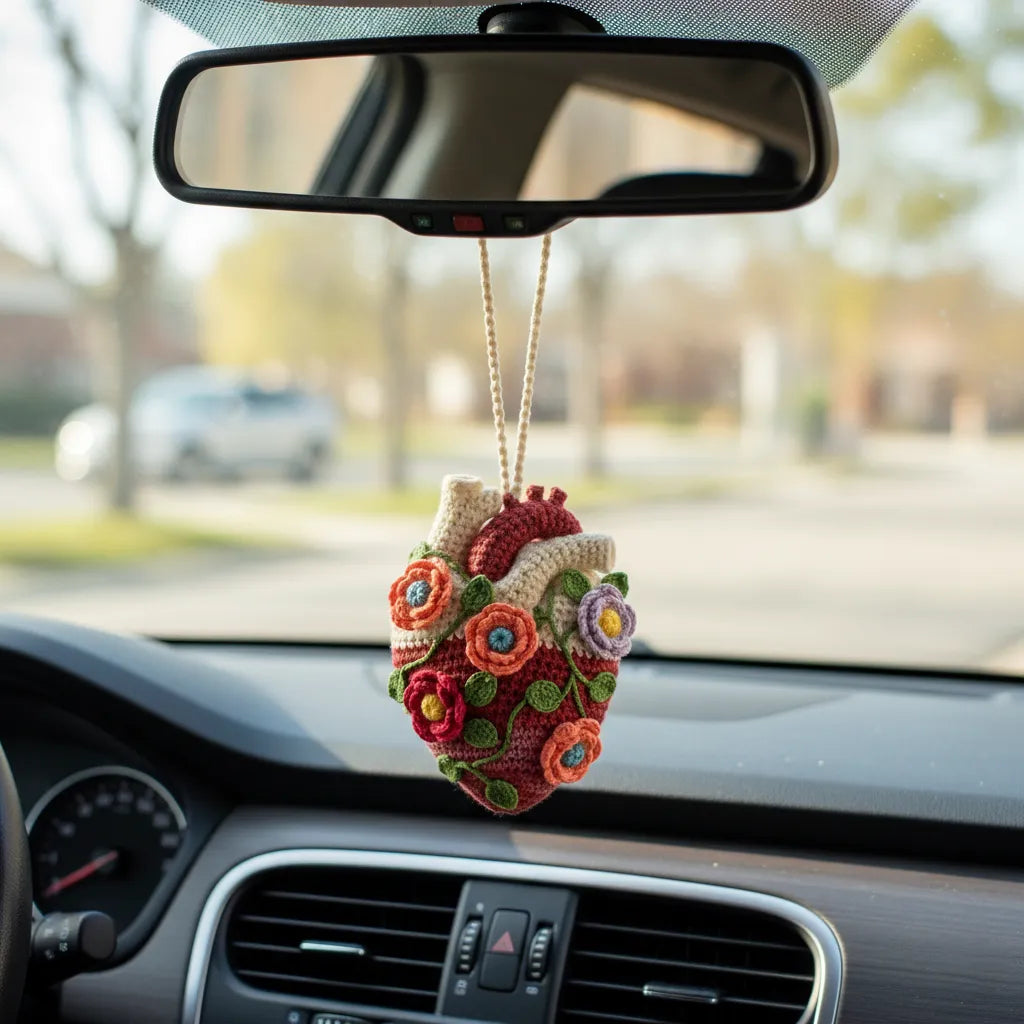 Wildflower Heartbeat - Handmade Crochet Anatomy Heart Decor
