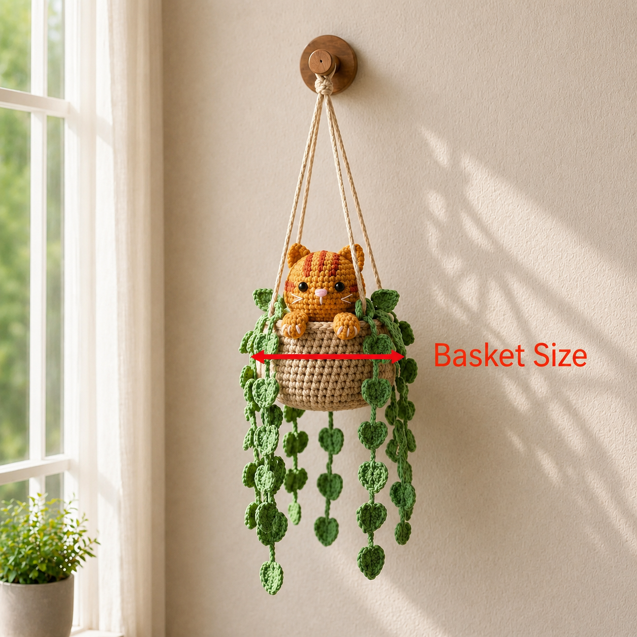 Sunny Little Trouble - Crochet Orange Tabby Cat Hanging Decor