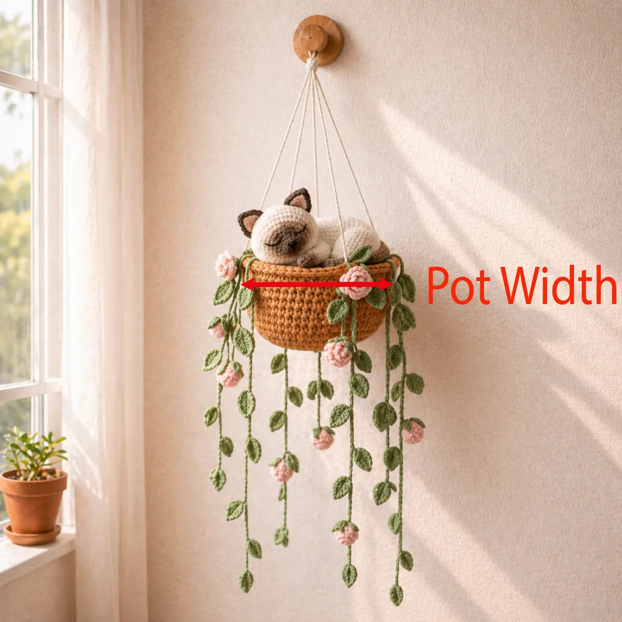 Cocoa Cream Lullaby – Handmade Crochet Cat Hanging Gift