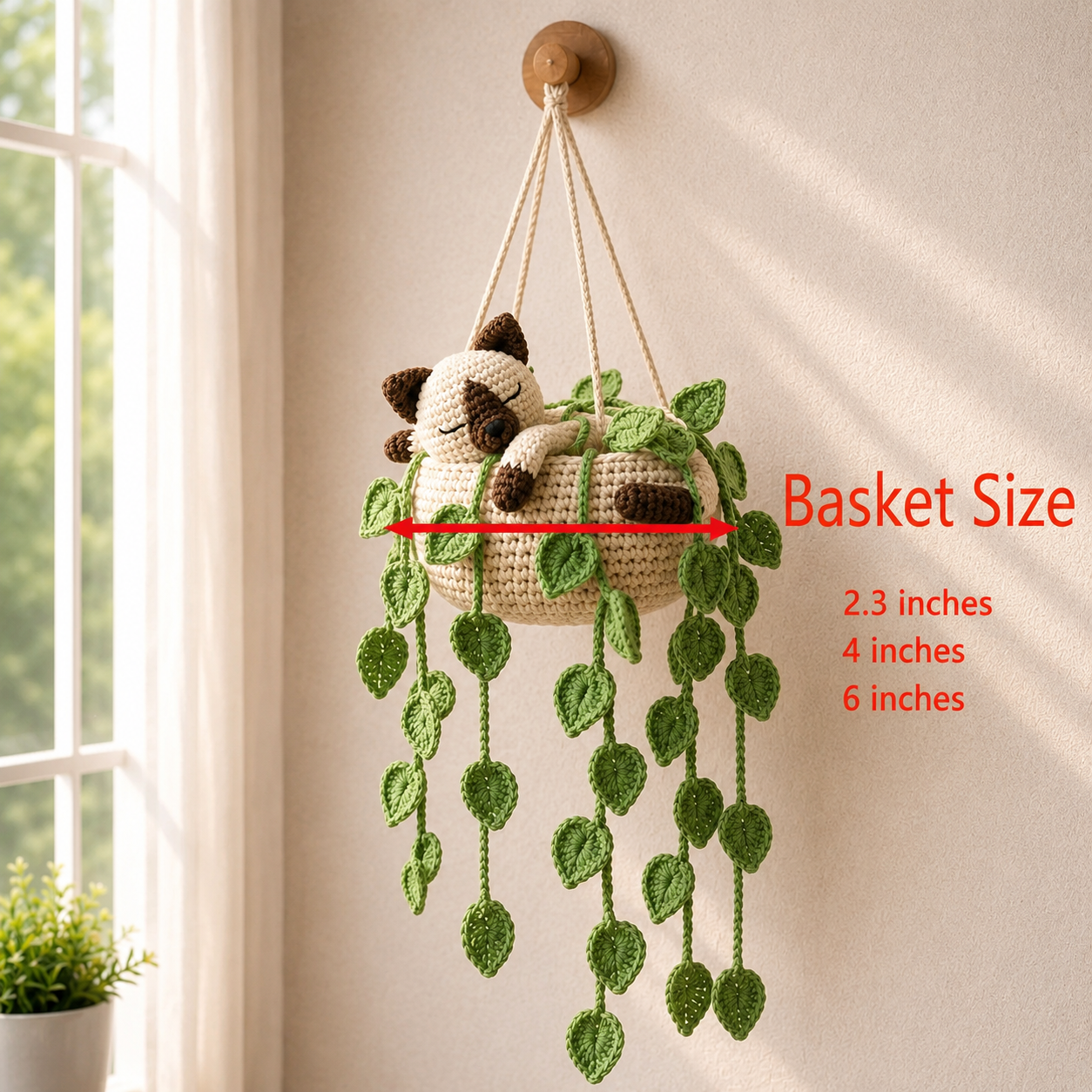 Soft Soil Snoozer - Siamese Cat Crochet Hanging Basket