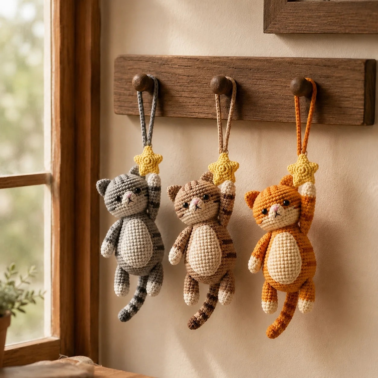 Starry Little Clinger - Handmade Cat Star Hanging Decor