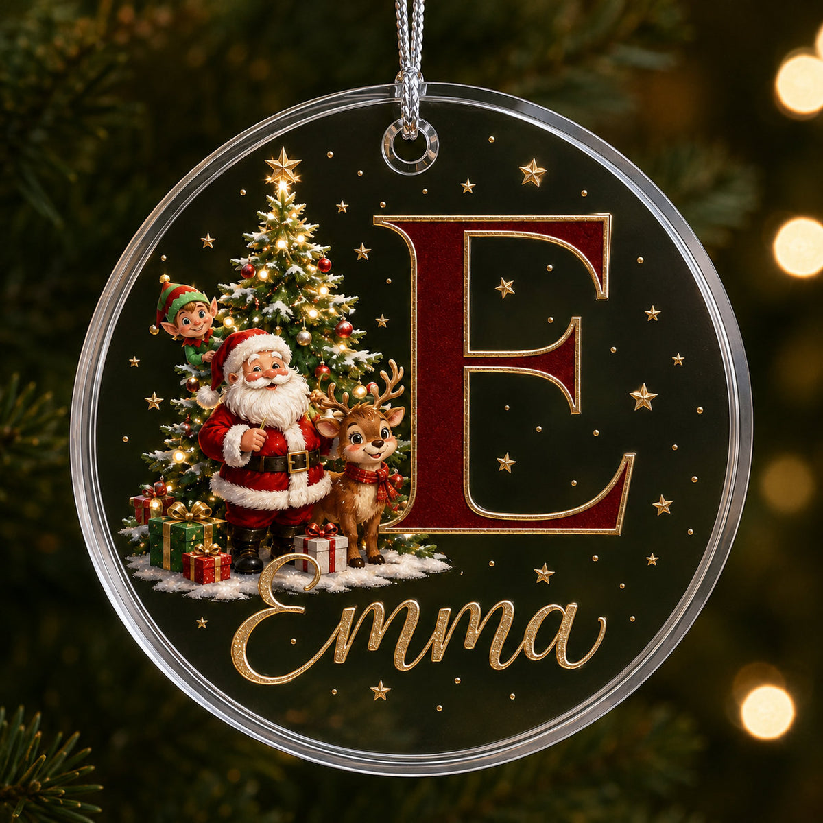 Personalized Santa Initial Name Christmas Ornament