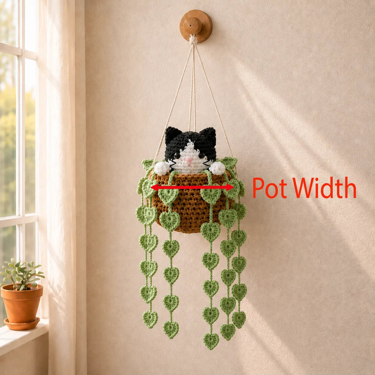 Pocket Mischief Kitty - Handmade Crochet Tuxedo Cat Basket