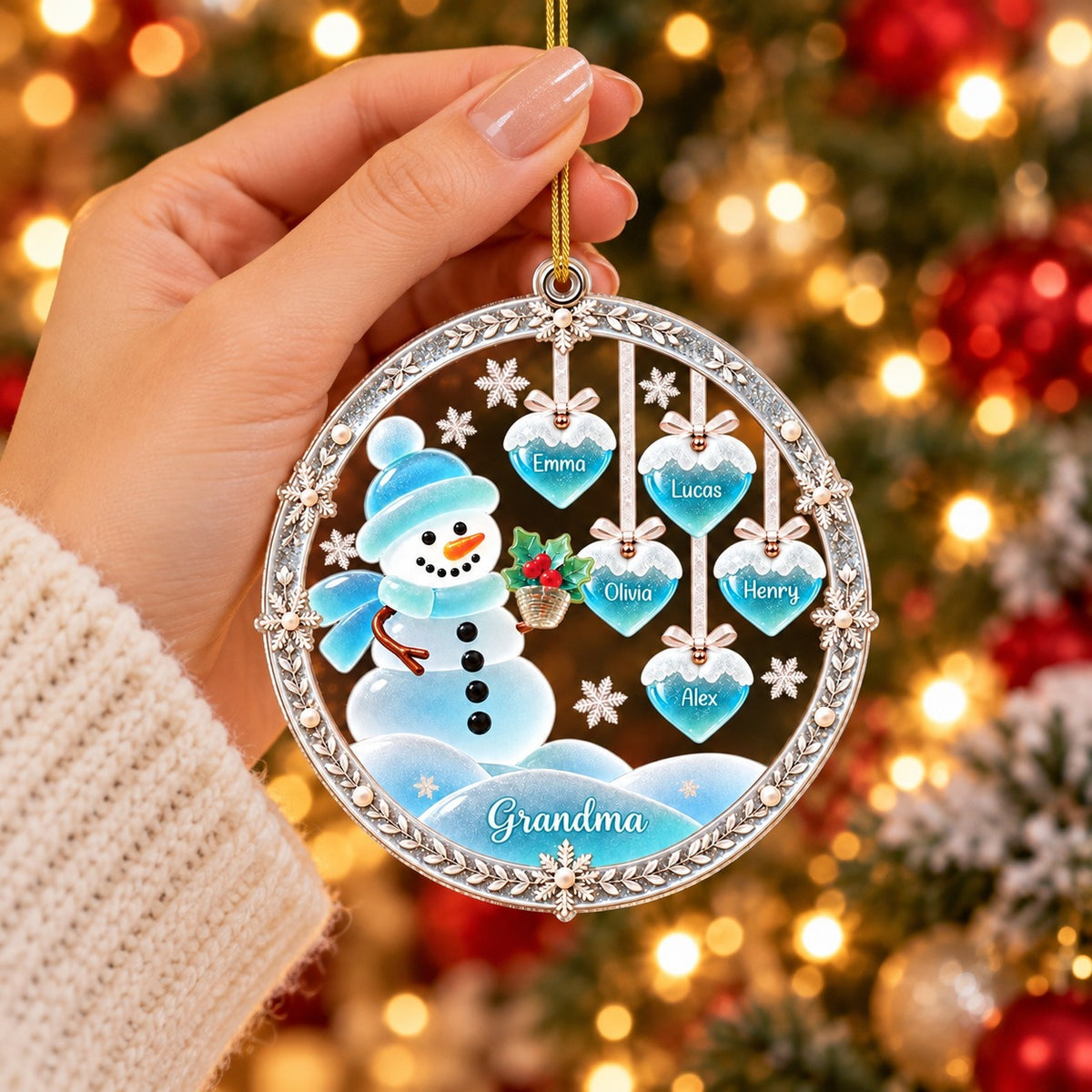 Personalized Grandma Snowman Christmas Ornament, Christmas Gift