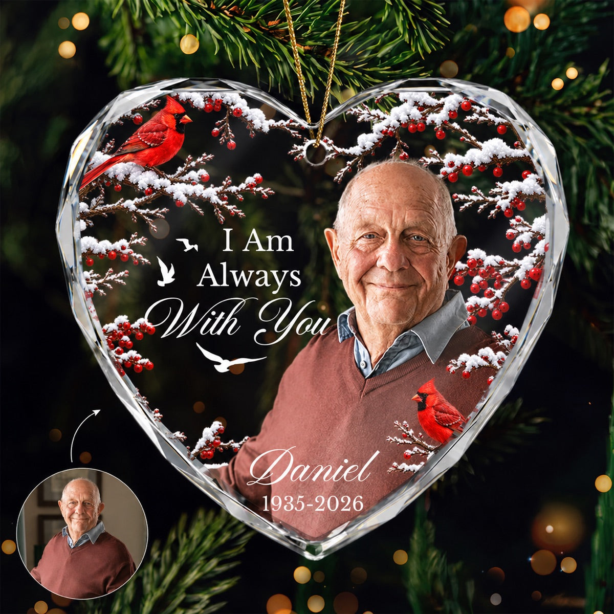 Personalized Memorial Glass Ornament with Photo, Ceramic Ornament