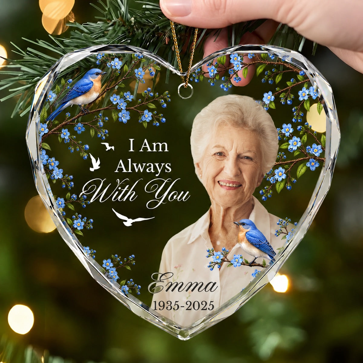 Personalized Memorial Glass Ornament with Photo, Ceramic Ornament