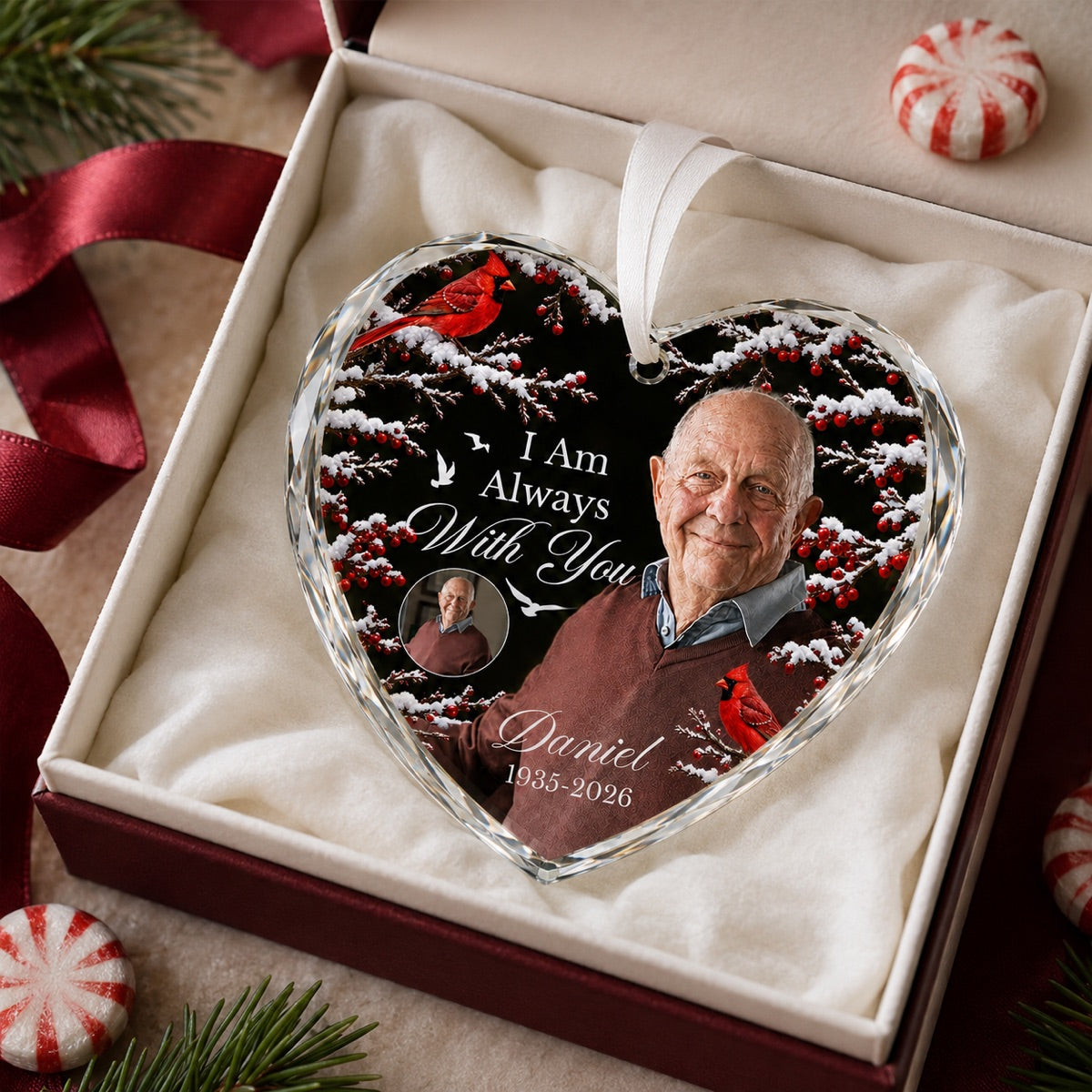 Personalized Memorial Glass Ornament with Photo, Ceramic Ornament