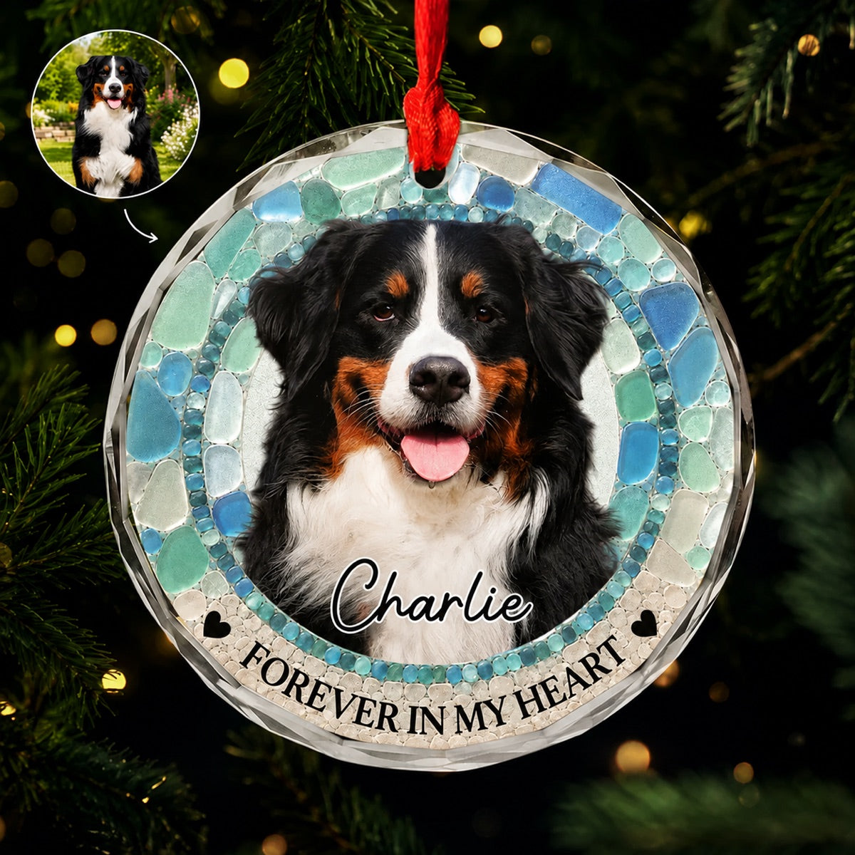 Personalized Pet Memorial Glass Ornament, Dog Ceramic Ornament