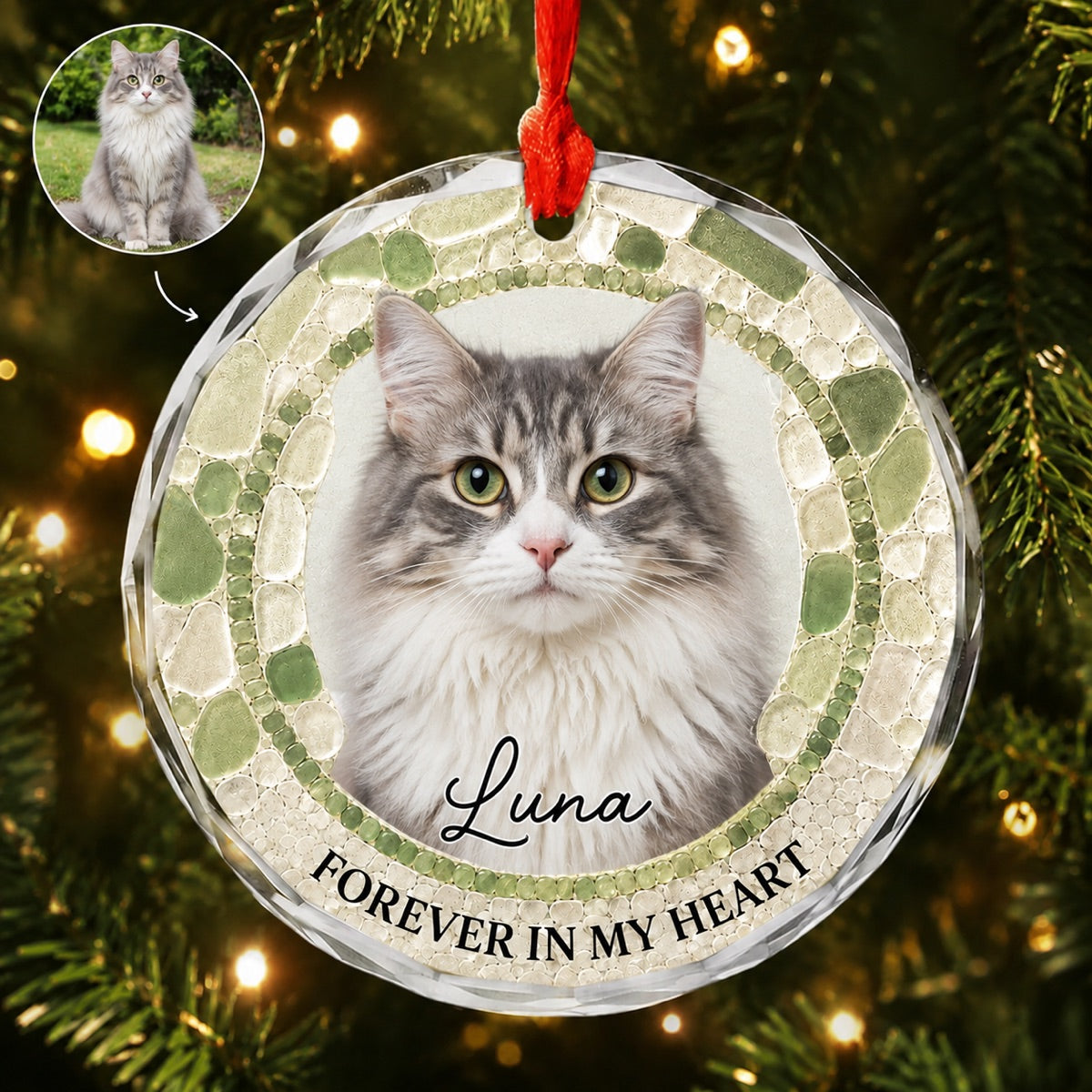 Personalized Pet Memorial Glass Ornament, Dog Ceramic Ornament