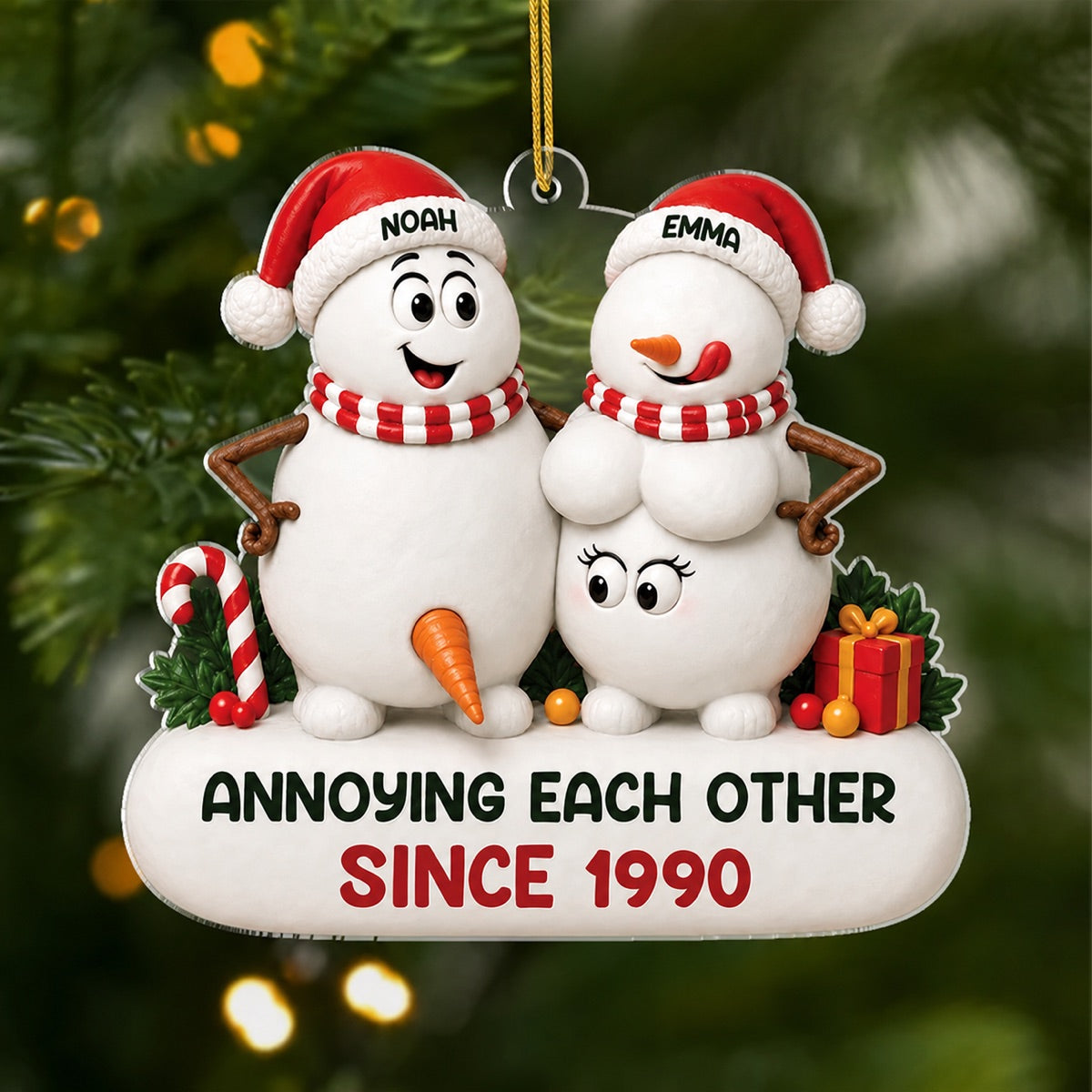 Personalized Snowman Couple Christmas Ornament