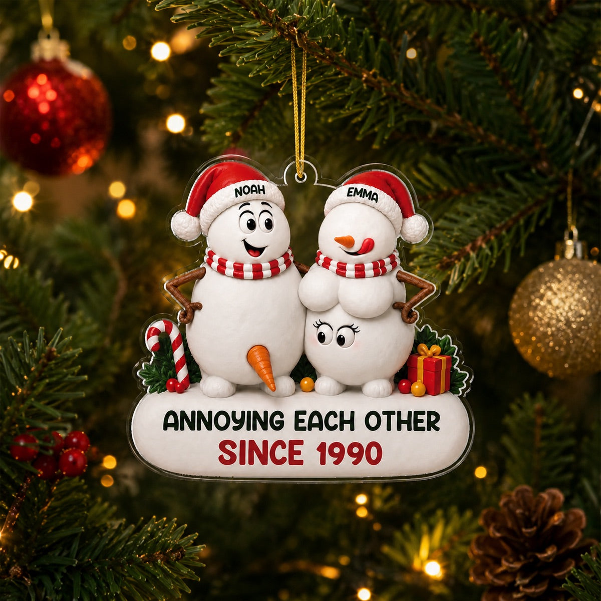 Personalized Snowman Couple Christmas Ornament