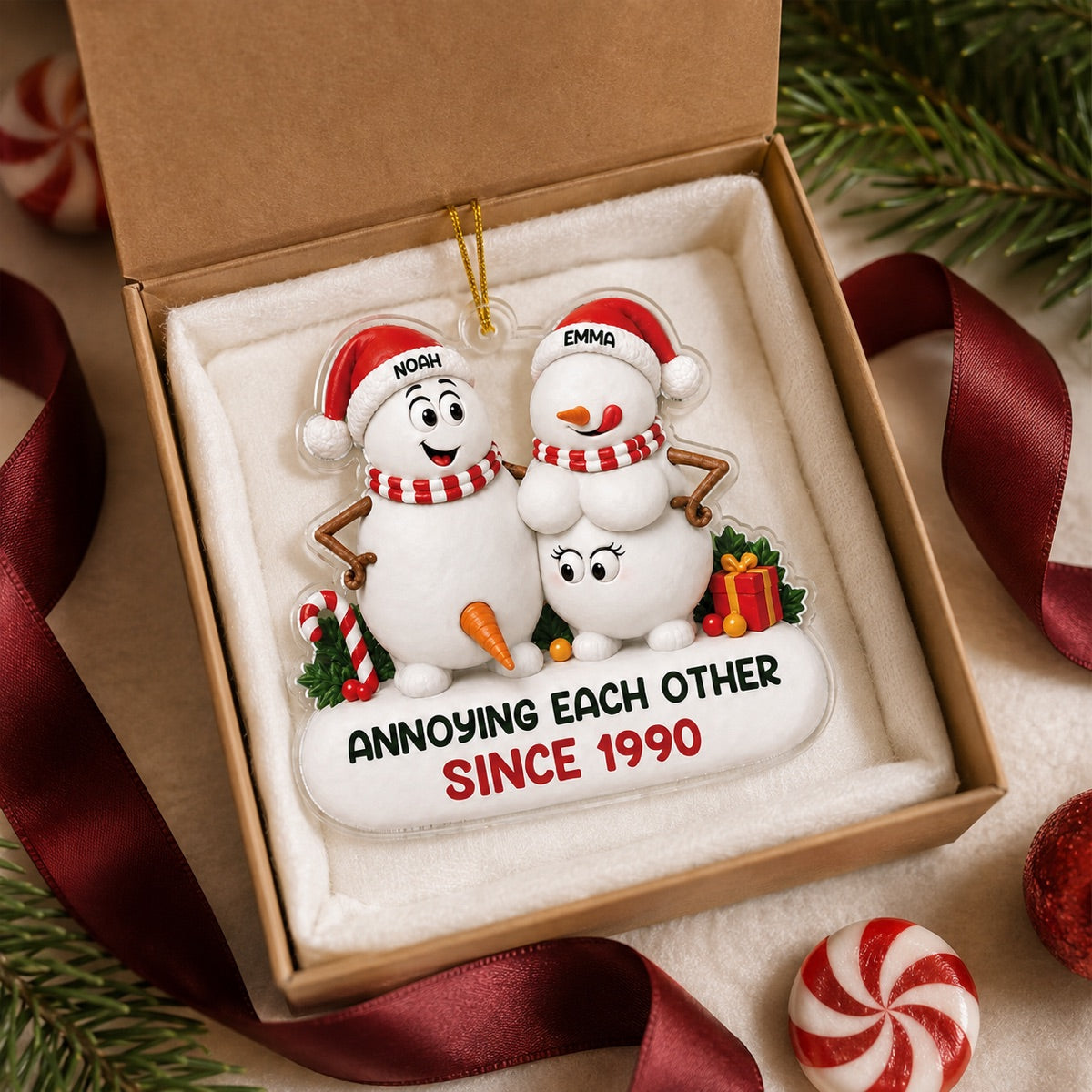 Personalized Snowman Couple Christmas Ornament