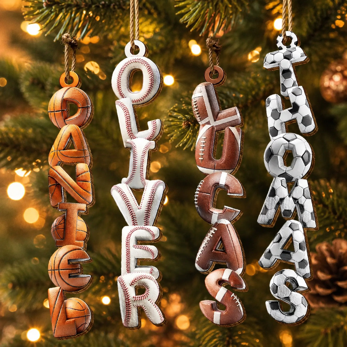Personalized Sports Name Christmas Ornament for Kids