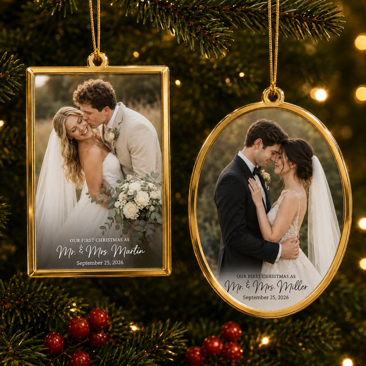 Personalized Wedding Photo Christmas Ornament