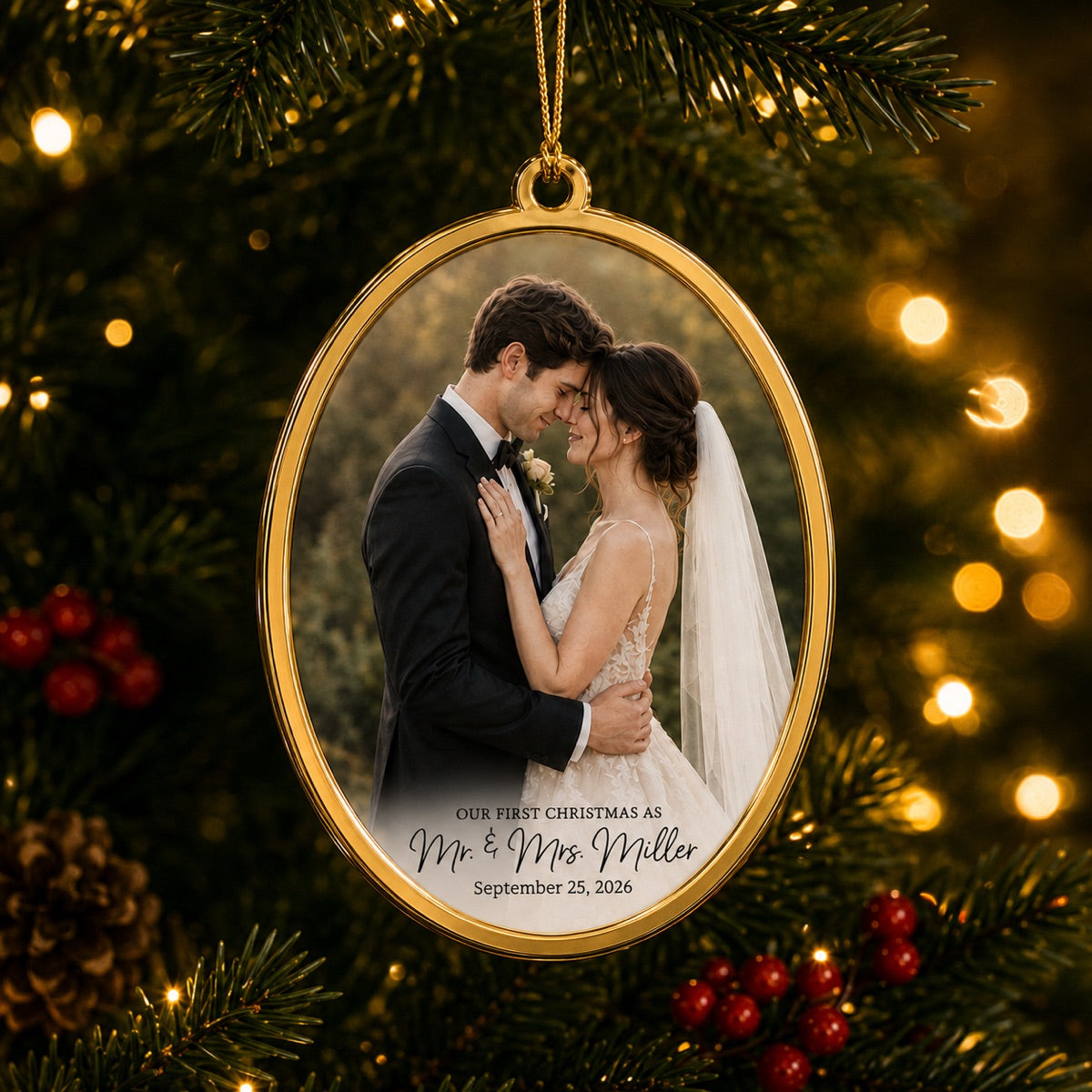 Personalized Wedding Photo Christmas Ornament