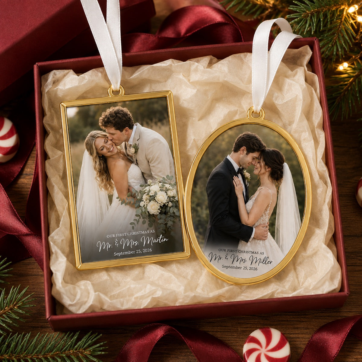 Personalized Wedding Photo Christmas Ornament