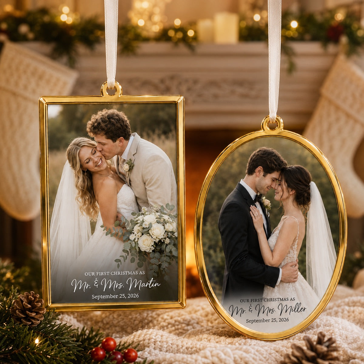 Personalized Wedding Photo Christmas Ornament